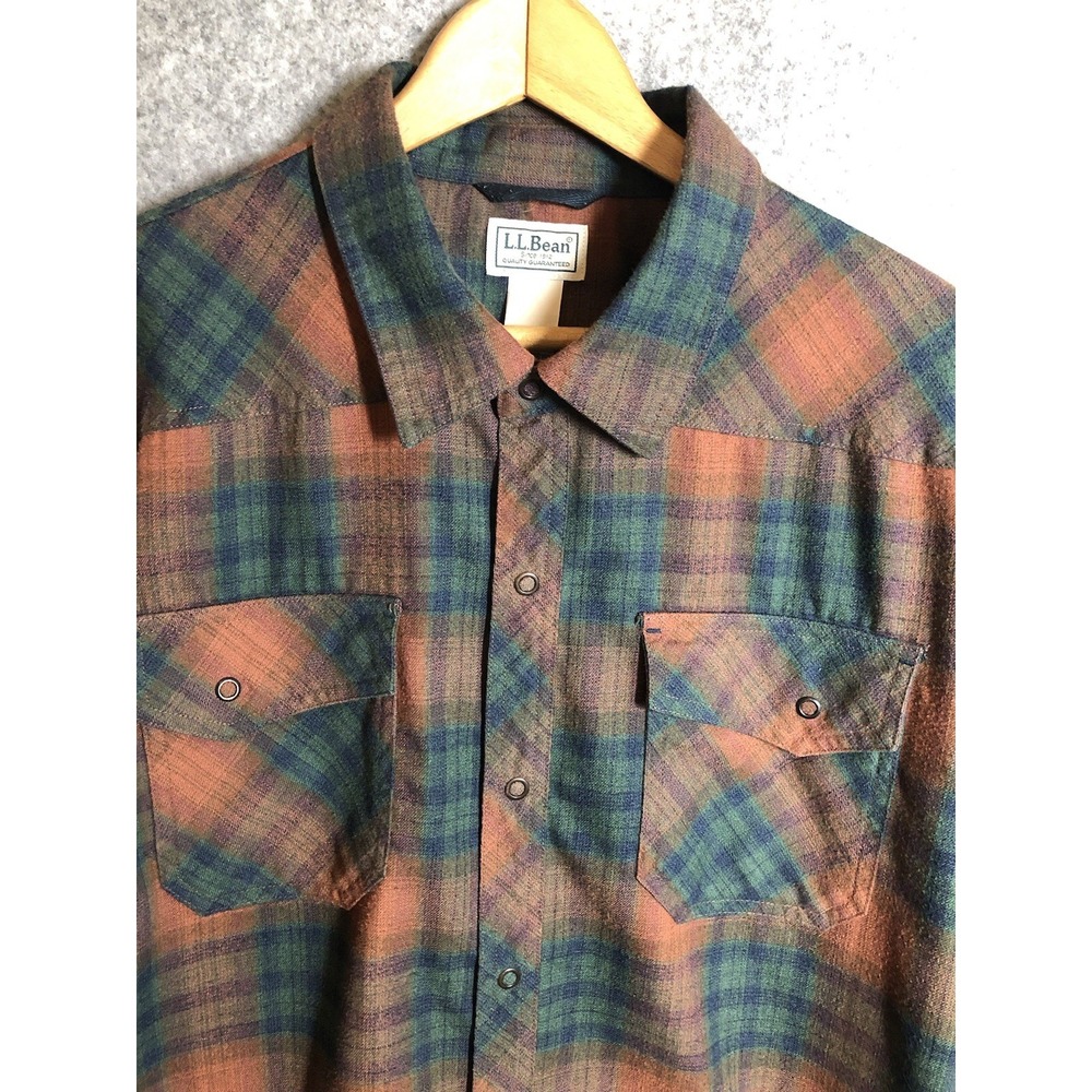 L.L. Bean Shirt Mens XL Red Plaid Katahdin Performance Wool Flannel Ski Camp